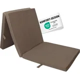 RelaxXL Klappmatratze Junior 190x60x7cm Taupe meliert | Faltmatratze mit Tragegriff | Schlafmatte Schaumstoff 7 cm | Gästematratze 3-teilig | Bezug waschbar | Öko Tex 100