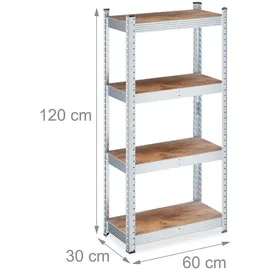 Relaxdays Schwerlastregal Stahl 120 x 60 x 30 cm braun/Silber