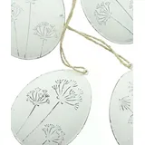 Dekoleidenschaft 4X Dekohänger Shabby Egg Ostereier aus Metall, weiß, mit Blüten bemalt, Osterdeko, Ei, Hängedeko