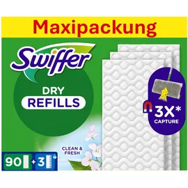 Swiffer Bodenwischer Nachfüllpackung, 90 Trockene Und 3 Feuchte Bodentücher, Nimmt Schmutz Auf Und Schließt Ihn Ein
