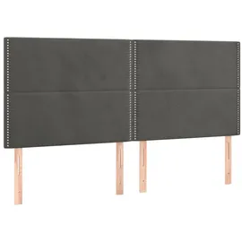 vidaXL Boxspringbett mit Matratze & LED Dunkelgrau 200x200 cm Samt