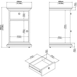 Home Affaire Nachtschrank Paris 43,6 x 40 x 69,6 cm Grau