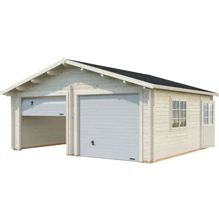 Palmako Roger Doppel mit Sektionaltoren 5,75 x 5,10 m natur ohne Dachpappe