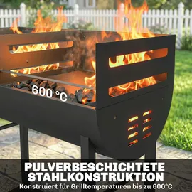 Outsunny Holzkohlegrill Grillwagen schwarz