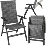 Tectake Canberra Rattanstuhl 58 x 72 x 108 cm grau klappbar