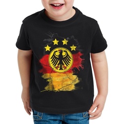 style3 Print-Shirt Kinder T-Shirt Deutschland Wappen Trikot Fussball Bundes-Adler EM Flagge Fahne schwarz 152