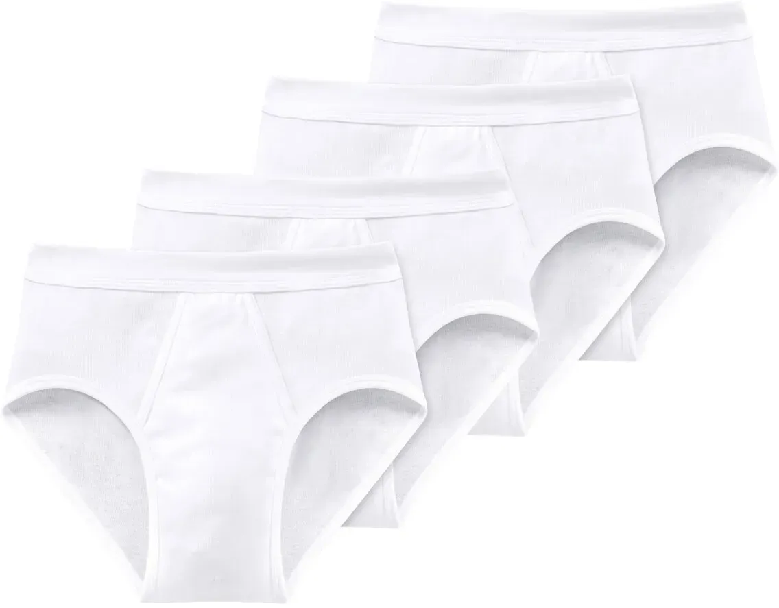 SCHIESSER Herren Slips 4er Pack - Feinripp, Sportslip, Cotton Essentials Weiß M