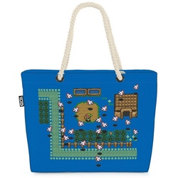 VOID Strandtasche (1-tlg), Link Gamer Shopper zelda boy Beach Bag Pixel Game Hyrule wii blau