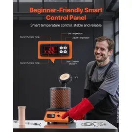 Vevor digitaler Goldschmelzofen Maschine mit 3 kg Keramiktiegel, elektrischer Schmelzofen 1350 W max. 1150 °C, Metallschmelzofen Set für Schmuckh...