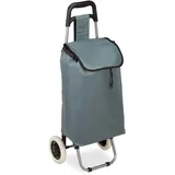 Relaxdays Einkaufstrolley klappbar, Abnehmbare Tasche 28 L, Einkaufswagen mit Rollen HxBxT: 92,5 x 42 x 28 cm, grau