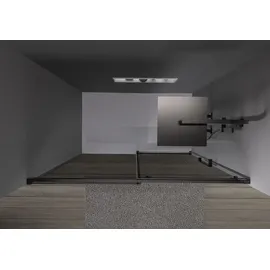 Bernstein Nischendusche mit Schiebetür Soft-Close DX906 flex 110 cm Schwarz matt 8 mm Nano graues Glas