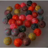 GURU-SHOP Stoff Ball Lichterkette, 35 LED Kugel Lampion Lichterkette - Mixed, Mehrfarbig, Baumwollfäden, 7*7*450 cm, Lichterketten