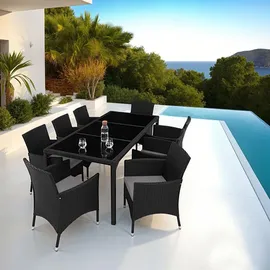 Tectake Rattan Sitzgruppe 8-tlg. Schwarz