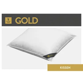 SPESSARTTRAUM Gänsefederkopfkissen Gold 80 x 80 cm Weiß