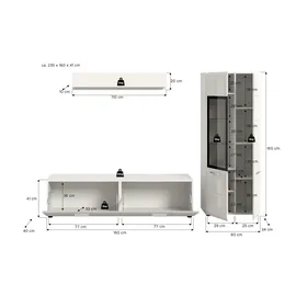 Möbel Kraft Wohnkombination ¦ weiß ¦ Maße (cm): B: 235 H: 160