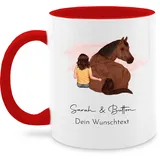 Tasse Tassen 325ml - Pferd - Pferdemädchen Namen - Pferde Mädchen Geschenk - 325 ml - Rot - geschenke für reiterinnen kind kaffeetassen horse gifts for girls pferdetassen pferdefan und name