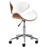 Beliani Arbeitshocker Weiß mit Rollen komfortable Sitzfläche aus Kunstleder