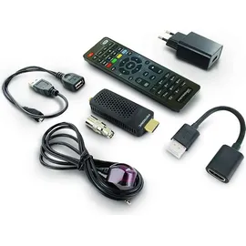 METRONIC 441646 Tuner DVB-T Receiver DVB-T, kompatibel mit DVB-T2 Dongle Stick Compact, HEVC, EPG, 1080i, HDMI, USB 2.0, SOS-Taste