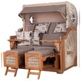 Mr. Deko bene,iving Strandkorb Komplettset Ammersee Grande XL Teak PE shell Modell 540 inkl. Liftersystem
