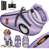 TRESKO® Hundejacke Lila / Größe 3XL Winter mit Reflektoren inkl. 15 Stück Kotbeutel + Spender | Hunderegenmantel wasserdicht | Hundemantel inkl... - Lila