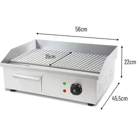 Vertes Grillplatte 3000W 55x35cm silberfarben