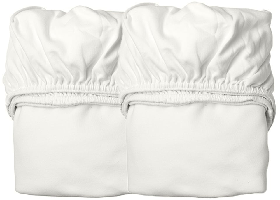 Leander - Spannbettlaken für Juniorbett, 100% Bio-Baumwolle, 140 x 60 cm, snow (2er-Set)