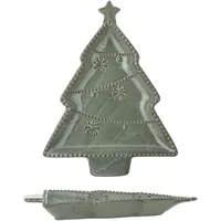 Bloomingville Alder Servierplatte Tannenbaum, Steingut, L24xH2,5xB19 cm