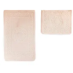 Almina 2 Teiliges Bademattenset mit Muster Rosa