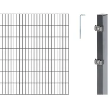 GAH Alberts Doppelstabmattenzaun Set 7 Matten 1,4 x 14 m anthrazit