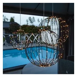 StarTrading LED Drahtkugel Leuchtkugel 30cm faltbar 96LED 8Funkt. Für Innen Außen