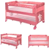 Lorelli Reisebett Up ́n Down, Öffnung, 2 Ebenen, Tragetasche, mit Rädern pink