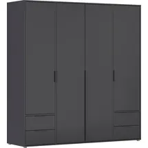 Rauch Drehtürenschrank RAUCH "Kleiderschrank Schrank Garderobe Wäscheschrank NAGATA viel Stauraum", grau (graumetallic), B:187cm H:194cm T:53cm, Holzwerkstoff, Schränke, Drehtürenschrank, mit Schubladen sowie Stangengriffen TOPSELLER MADE IN GERMANY