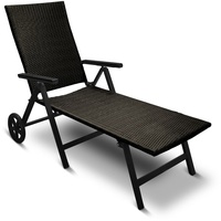 Aluminium Polyrattan Rollliege Relaxliege Sonnenliege Klapp Gartenliege Grau Neu