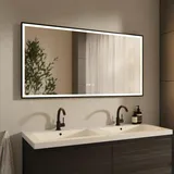 Badezimmerspiegel - 120x60 - Rechteckig - Schwarzer Rahmen