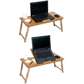 Tectake Laptoptisch, aus Bambus, klappbar und höhenverstellbar, ideale Belüftung, 72 x 35 x 26 cm, Arbeitszimmer, Schreibtische, Computertische