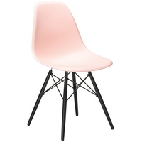 Vitra Stuhl Eames Plastic Side Chair DSW 83x46.5x55 cm zartrosé rosa, Gestell: Ahorn schwarz, Designer Charles & Ray Eames