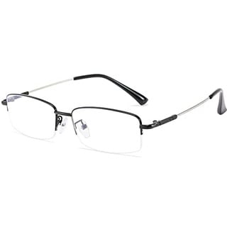 Fullwosing Blaulichtfilter Brille Kurzsichtig -0.50 bis -6.00 Dioptrien Halbrand Metall Fernbrille Damen Herren(-3.00,Schwarz) - -3.00