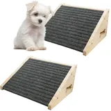 2 Stück Haustierrampe aus massivem Holz mit rutschfestem Filzbezug Hunderampe rutschfeste Grifffläche für Welpen Treppenrampe für verletzte Hunde 30x25x15 cm