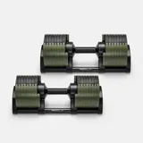 NÜOBELL 232 Verstellbarer Hantelset | 2-32kg mit 2kg Intervallen | Schnellknöpfe | Premium Krafttraining (grün)