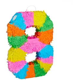 Relaxdays Pinata Geburtstag, Zahl Grün,Orange,Rosa