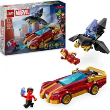 LEGO Marvel Iron Man Auto und Black Panther vs. Red Hulk - Superhelden Spielzeug mit 3 Minifiguren - Inkl. Flugzeug mit Shootern und Dum-E Figur - Geschenkidee für Jungen und Mädchen ab 7 Jahren 76310