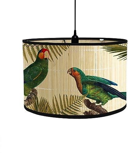 Morbuy Lampenschirm für Tischlampe, Stehlampenschirme aus Bambus mit Retro Vogelmuster, Lampenschirme für Deckenleuchte Pendelleuchte Stehlampe Wandleuchte Dekoration (Stil F)