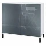 Vladon Skadu V3 92,5 x 83,5 x 35 cm Weiß matt / Grau Hochglanz