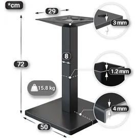 GGM Möbel PMD | Bistro Baumkanten Tisch | Quadratisch | 70 x 70 x 77 cm | Eiche / Schwarz