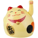 Superfreak Glückskatze - Maneki-Neko - rundliche Winkekatze 8 cm - beige