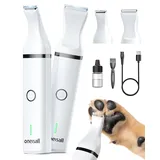 oneisall Pfotentrimmer für hunde mit Doppelklingen, 2-Gang schermaschine hund pfoten Leise hundeschermaschine für Pfoten, Augen, Ohren, Gesicht, Körper (weiß)