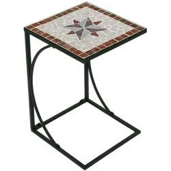 Beistelltisch AMARILLO Metall Mosaik Gartentisch Braun Grau