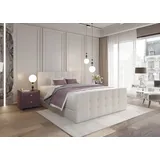 KEF Boxspringbett Polsterbett Paris Bett mit Matratze und Topper Doppelbett mit Bettkasten Bonell Matratze H3 180x200 cm Beige Enjoy - Beige