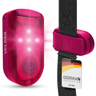 VELMIA Sicherheitslicht [2er Set] für maximale Sicherheit durch Sichtbarkeit I Reflektoren für Kinder, mit anti-Break Clip Halterung und Klettbänder zur optimalen Befestigung (Neon Pink)