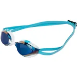 arena Python Racing Schwimmbrille für Herren und Damen, UV-Schutz, Anti-Beschlag, Doppelriemen, verspiegelte Gläser, Blauer Spiegel/Weißer Himmel